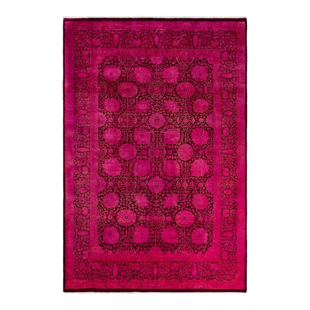 Fine Vibrance One-of-a-Kind Hand-Knotted Area Rug - Pink, 6' 1" x 9' 1" - 6' 1" x 9' 1"