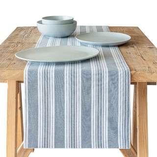 over&back Woven Striped Table Runner - Machine Washable - Bed Bath ...
