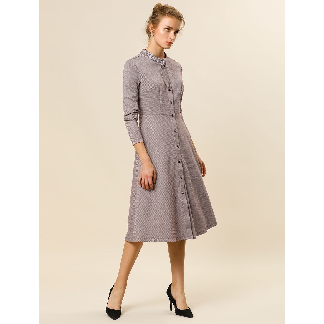 warehouse houndstooth midi shirt dress