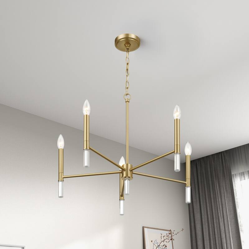 Rotto Five-Light Chandelier and Candle-Style Design - Champagne bronze