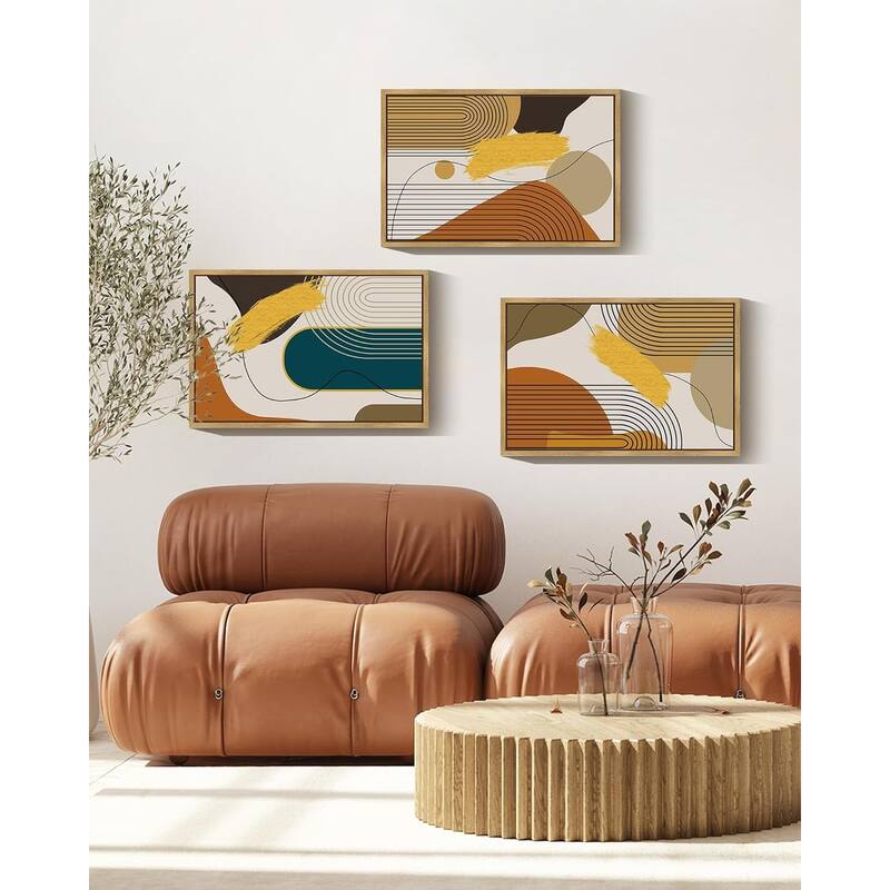 Abstract Framed Wall Art Modern Minimalist Luxury Gold Line Artwork