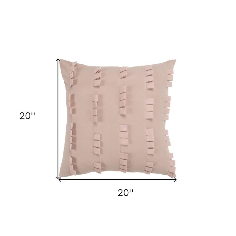 HomeRoots 20" Blush Cotton Pillow