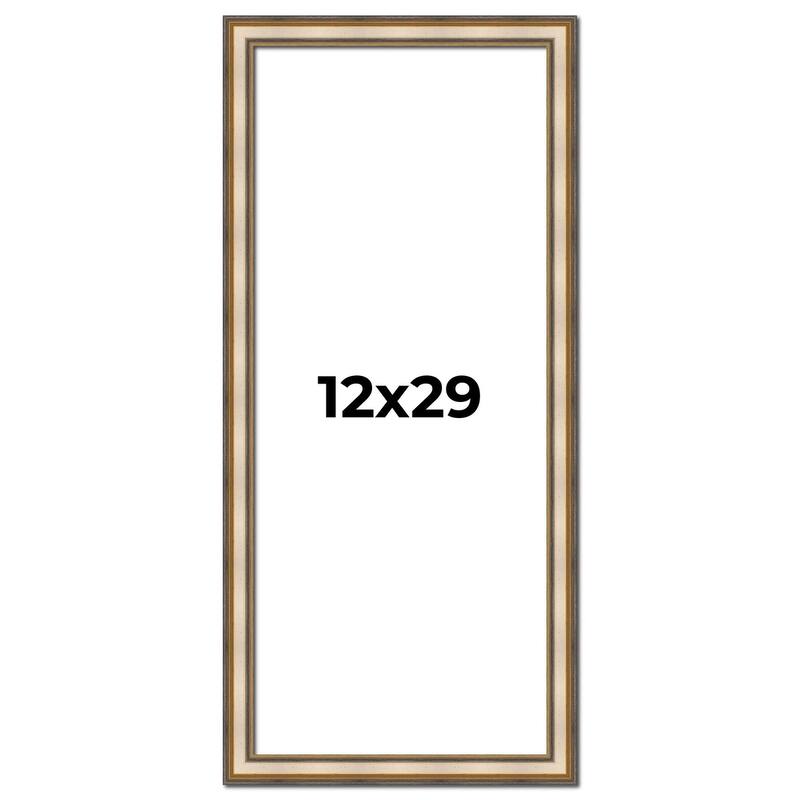 12x29 Frame Gold Solid Wood Shadow Box Width 1.5 Inches | Interior Frame Depth 2 3/8 Inches