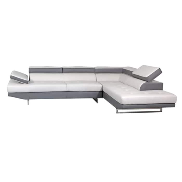 HomeRoots White Leather L Shaped Two Piece Corner Sectional - 124