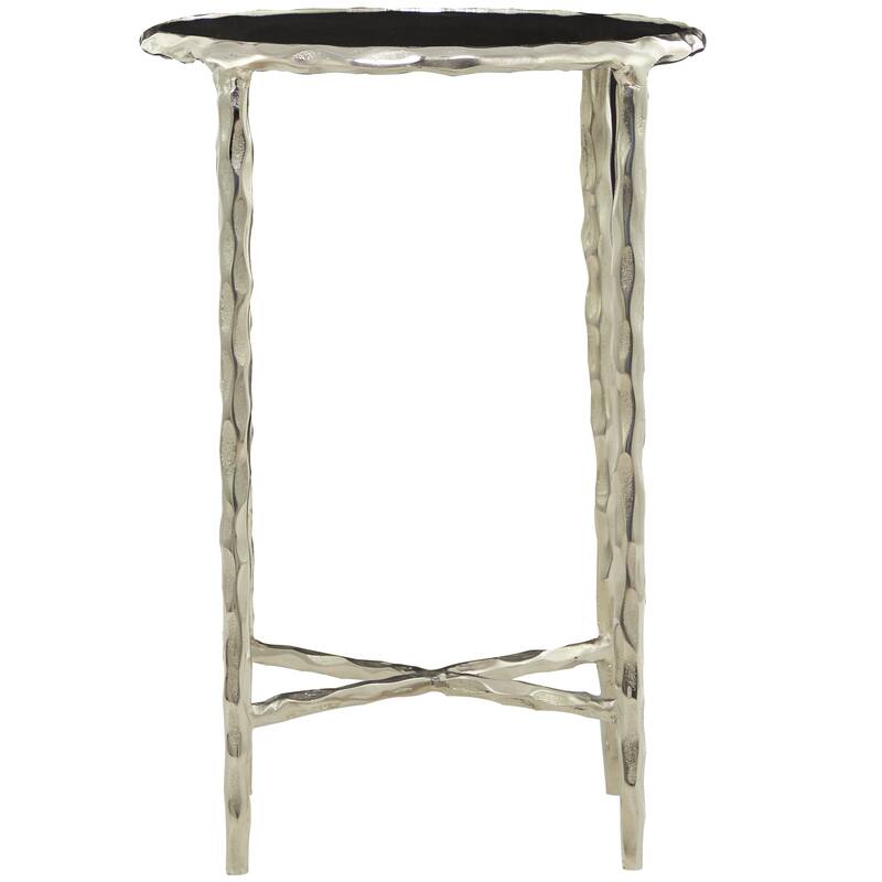 Aluminum Modern Accent Table with Shaded Glass Top