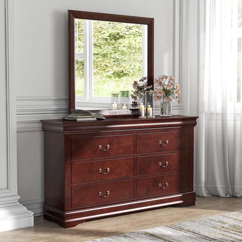 Furniture of America Mayday Traditional Solid Wood 2-piece Dresser and Mirror Set