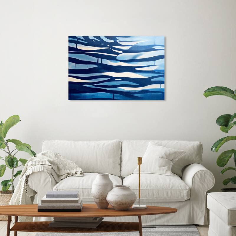 Wynwood Studio Nautical and Coastal Blue Tide Flow Blue and Modern & Contemporary Wall Art Canvas Print - 20 x 30