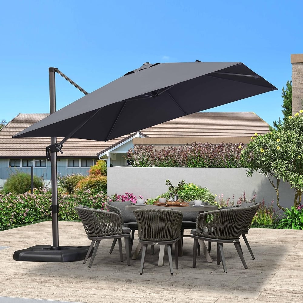 PURPLE LEAF 10 ft Square 360 Degree Rotation Patio Cantilever Umbrella