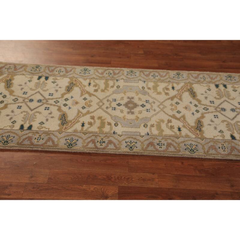 Oushak Style Runner Rug Hand-Knotted Wool Carpet - 2'7"x 7'10"