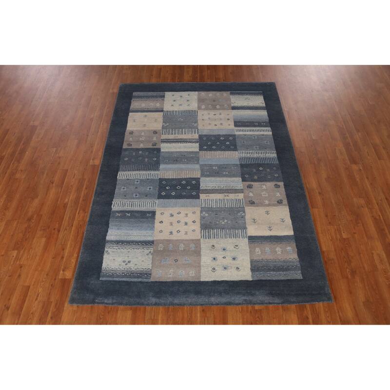 Geometric / Tribal Gabbeh Indian Area Rug Handmade Wool Carpet - 5'3" x 7'7"