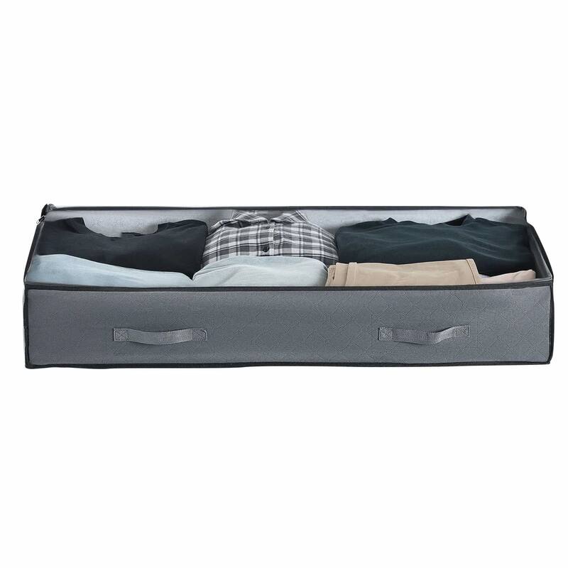 Set of 4 Under Bed Storage Organizer Foldable Clothes and Shoe Storage with Transparent PVC Lid - 39.2 x 19.7 x 7.1 inch