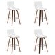 preview thumbnail 107 of 120, Skara Swivel Bar Stool, Upholstered Bar Height Chair with Bentwood Frame Set of 4 - White Faux Leather & Walnut