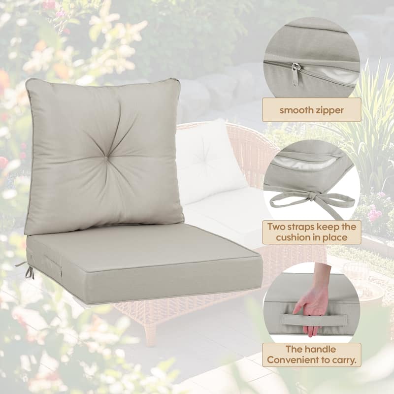 GDFStudio Arnhem 24"x24" Outdoor Deep Seat Cushions (set of 2) - 24" x 24"