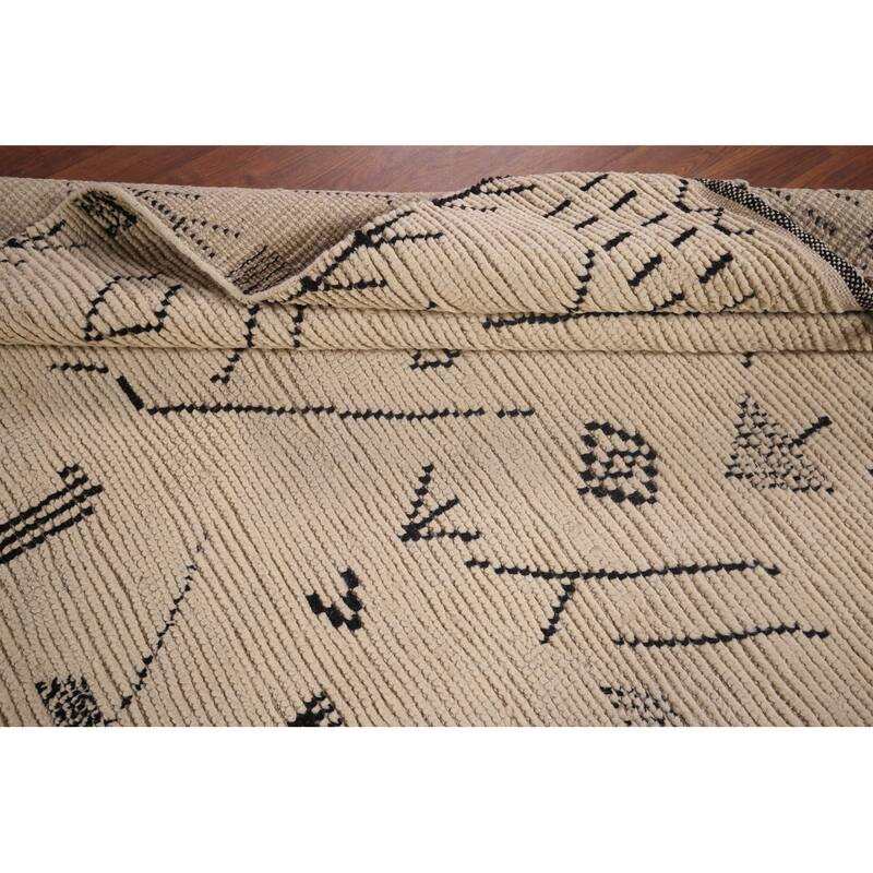 Abstract Moroccan Oriental Area Rug Handmade Wool Carpet - 4'11"x 8'7"