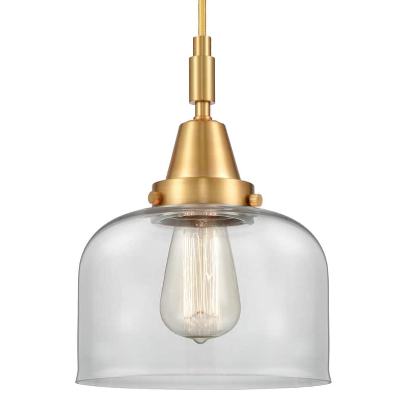 Innovations Lighting 447-1P-G72 Bell 8" Wide Mini Pendant with Clear - Satin Gold