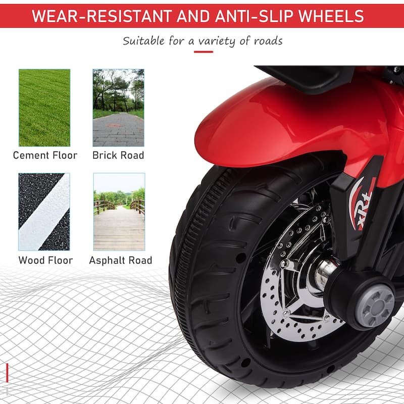 Red Electric Motorcycle for Kids with Front Lights, Motorized Vehicle Toy with Padded Seat, Ride on Electric Car for Lawn