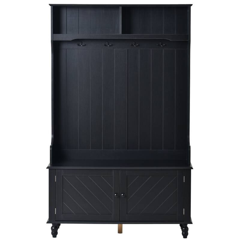 40'' Entryway Bench 3-in-1 Design with 4 Hooks, Coat Hanger and Storage Bench