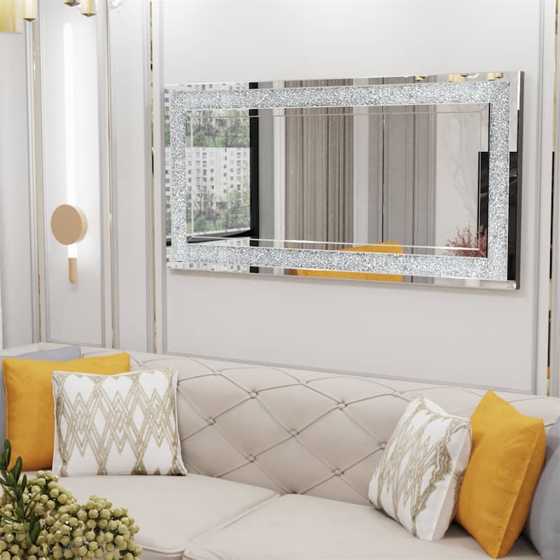 Luxury Stylish Wall Mirror w/Crushed Diamond for Living Room Bedroom