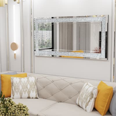 Luxury Stylish Wall Mirror w/Crushed Diamond for Living Room Bedroom