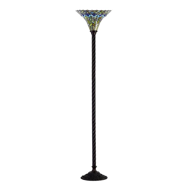 Tiffany-style Peacock Torchiere