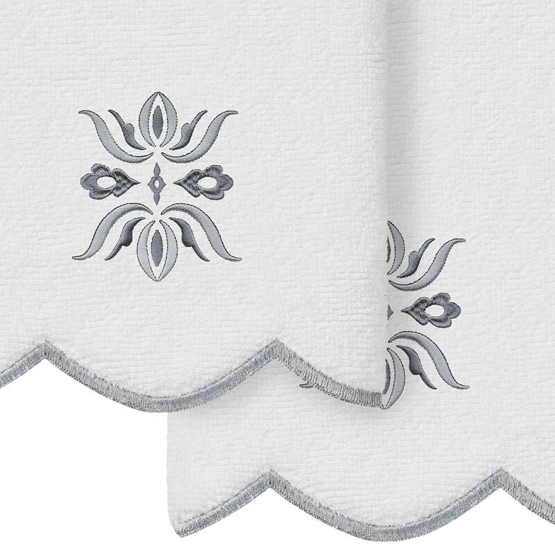 Authentic Hotel and Spa 100% Turkish Cotton FLOWER CREST Scallop Towel Collection