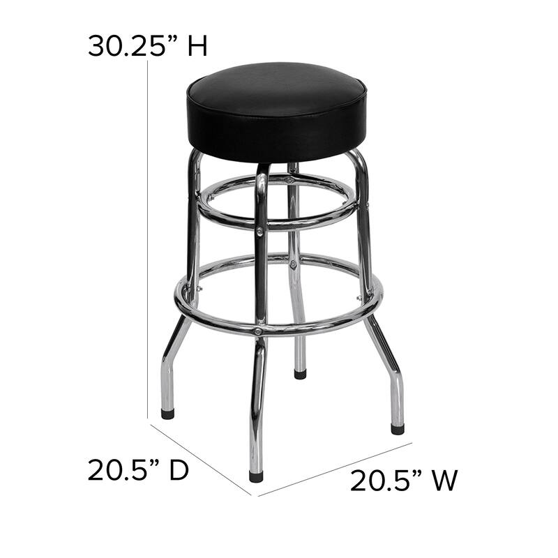 Double Ring Chrome Barstool - 20.5"D x 20.5"W x 30.25"H