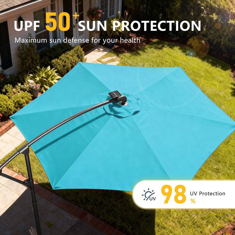 Outdoor 10FT LED lighted Patio Offset umbrella for Garden