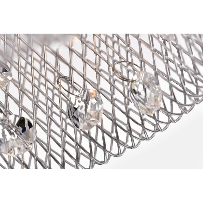 Emili Silver 3-Light Metal Bell Shades Linear Pendant Light with Clear Crystals Design
