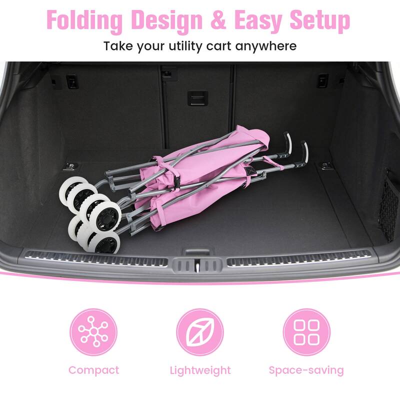 Costway Folding Shopping Cart Utility w/ Water-Resistant Removable