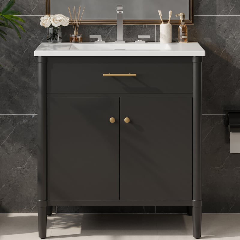Bathroom Vanity with Sink, Bathroom Cabinet with Soft Close Doors and Adjustable Shelf