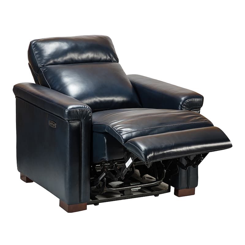 Alicia 34.65" Wide Contemporary Classic Genuine Leather Power Recliner With USB Port, Set of 2