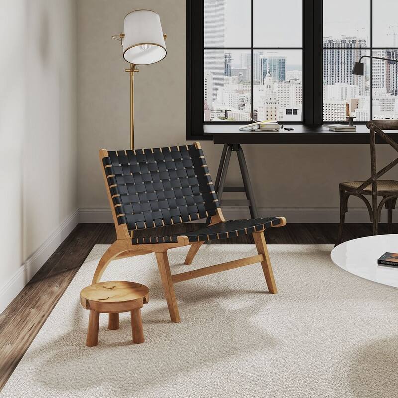 Manhattan Comfort Maintenon Leatherette Accent Chair in Black