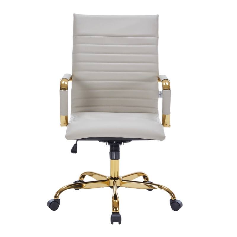 LeisureMod Harris Leatherette Office Chair With Gold Frame - Grey - 23"Dx23"Wx46"H