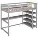 preview thumbnail 5 of 82, Space-Saving Loft Bed with Storage Shelves and Desk, Solid Wood Loft Bed Frame with Ladder and Guardrail for Kids Teens Adults