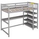 preview thumbnail 13 of 28, Twin Size Loft Kids Bed with Desk, Storage Shelves, Solid Wood, Space-Saving Design, Grey
