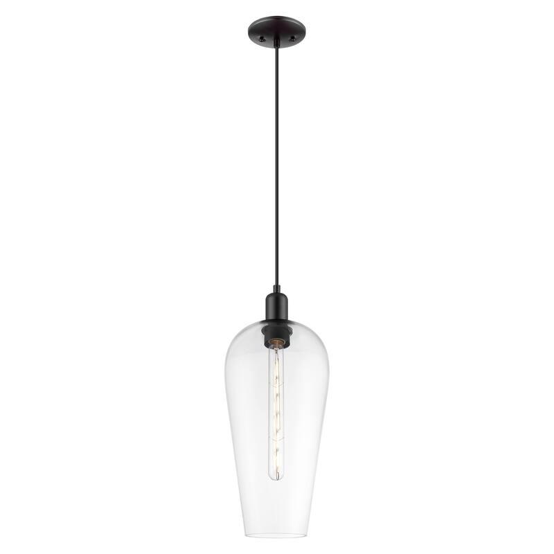 Innovations Lighting Downtown Urban - Chelsea - 1 Light 8" Cord Hung Mini Pendant - Clear Deco Swirl Shade/Matte Black