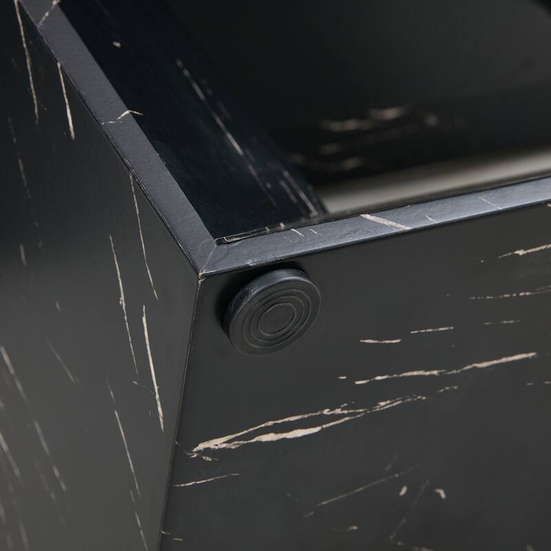 Roomfitters Modern Dining Table with Black Marble Look MDF Top for Elegant Dining or Entertaining Guests, Black
