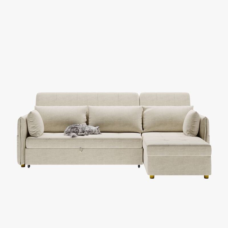 98.43" Modern Minimalist "L" Shape Sofa Bed，Anti-scratch and Water-proof, Solid Wood Frame