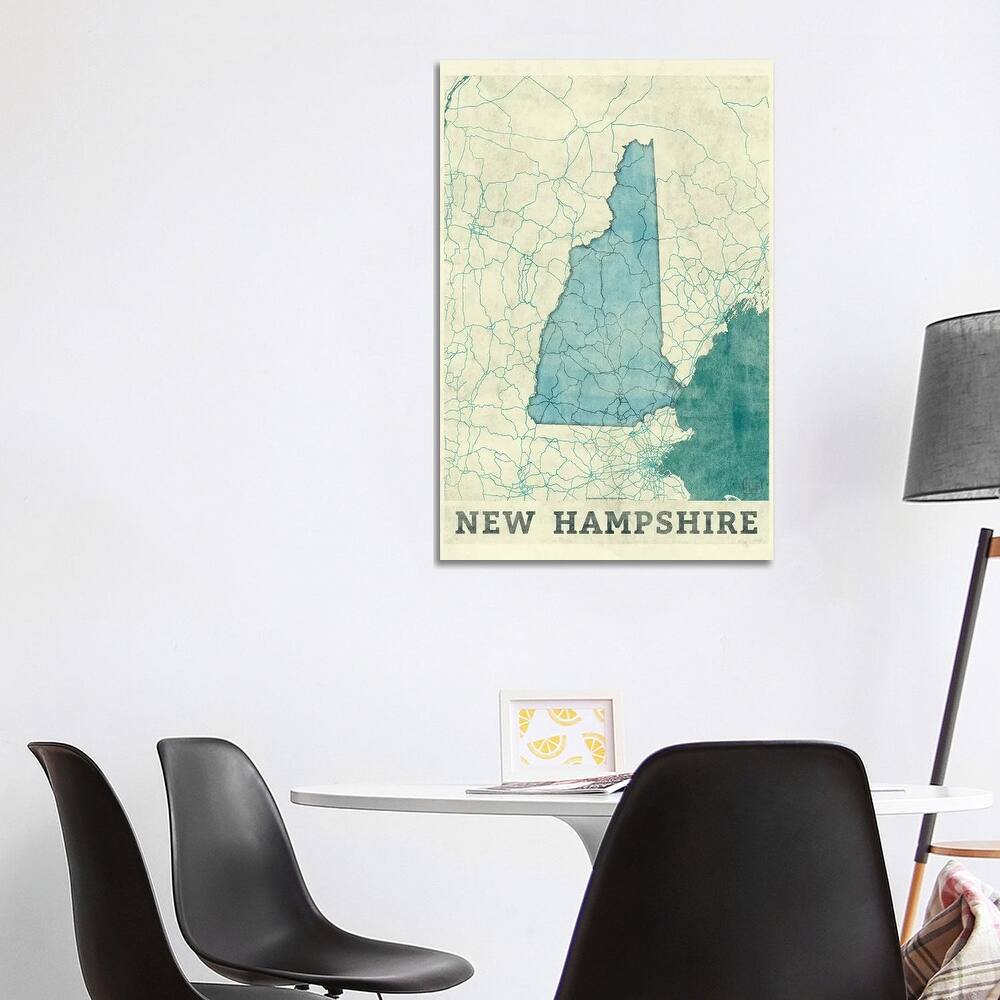 iCanvas "New Hampshire Map" by Hubert Roguski Canvas Print