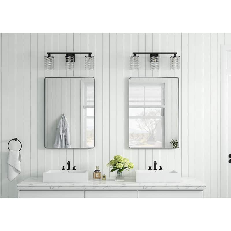 Modern Black Bathroom Vanity Light With Crystal Design - On Sale - Bed ...