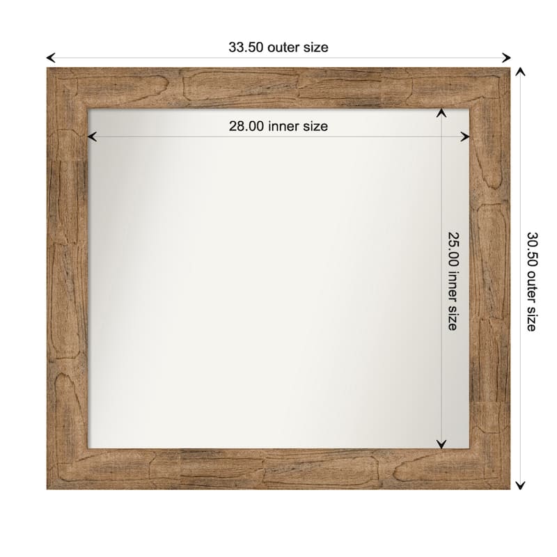 Owl Brown Framed Non-Beveled Custom Wall Mirror, Bathroom Vanity Mirror - Outer Size: 33.5 x 30.5