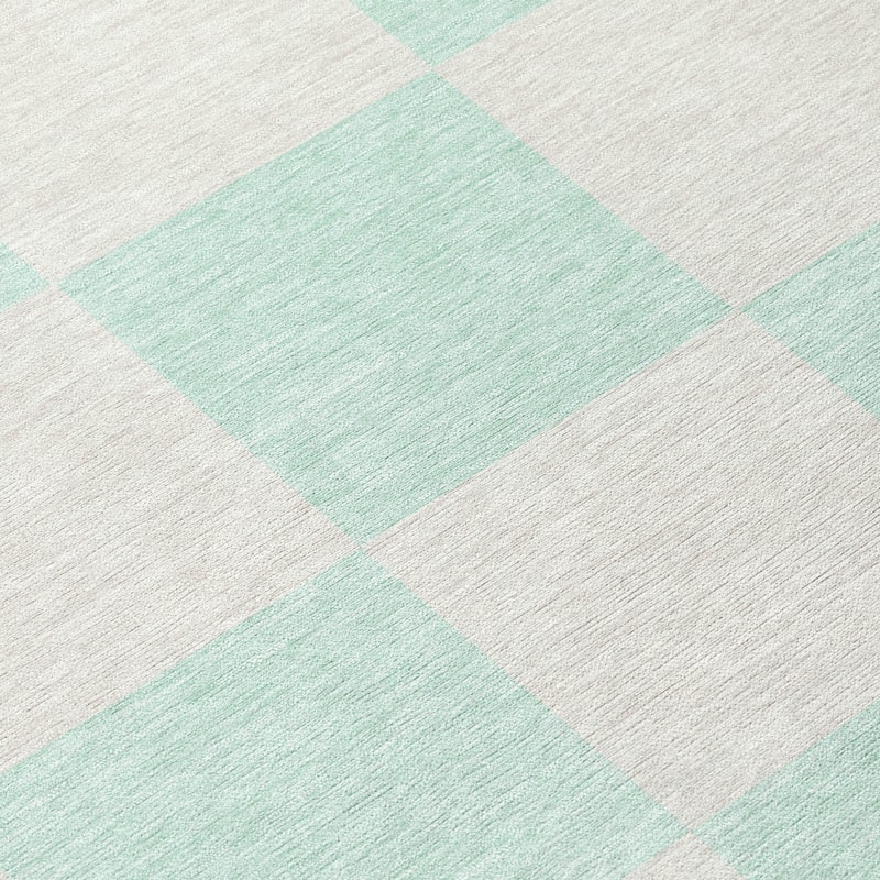 Machine Washable Indoor/ Outdoor Modern Checker Chantille Rug