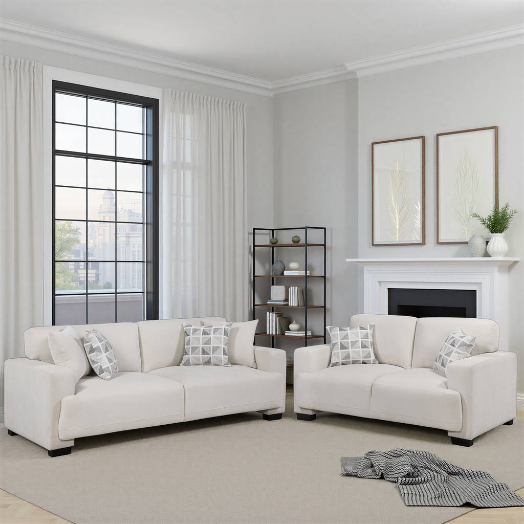Orbis Chenille 2-Piece Living Room Sofa Sets with Pillows