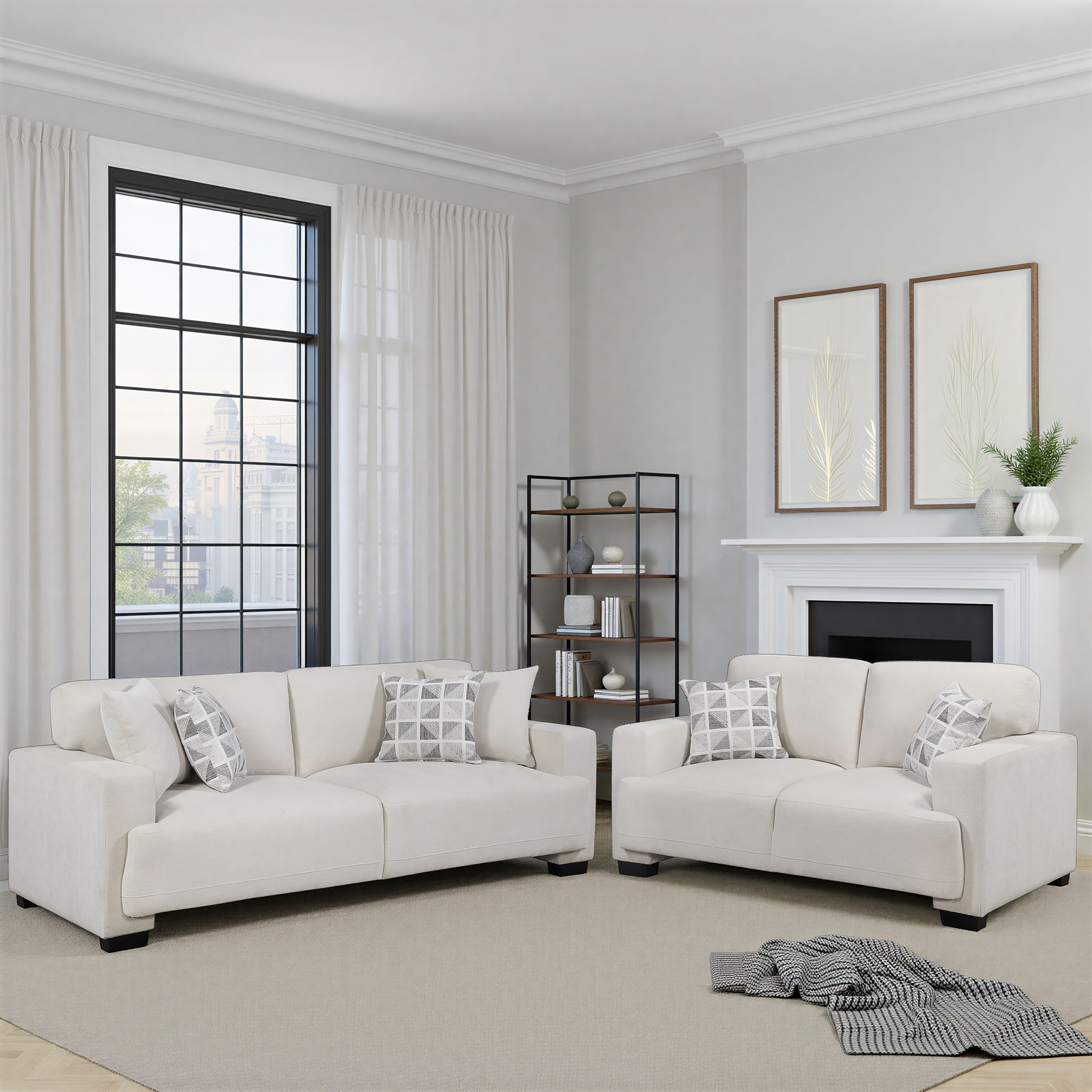 Orbis Chenille 2-Piece Living Room Sofa Sets with Pillows