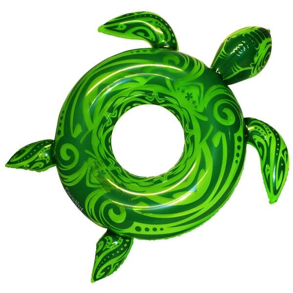 slide 2 of 5, CocoNut Float: Green Translucent Sea Turtle - 48" Pool Ring Inflatable, Anti-Leak, Durable, Party Water Accessory - Multi