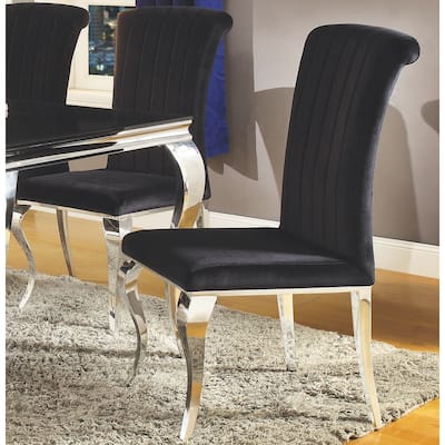Majestic Cabriola Design Black Velvet Dining Chairs with Chrome legs (Set of 4)
