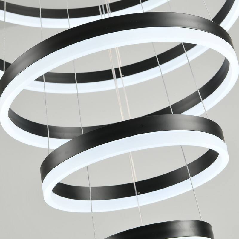 Modern Ring LED Chandelier Ring Adjustable Ceiling Light with Remote Control for High Ceilings