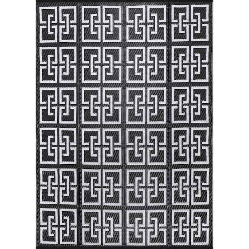 Beverly Rug Geometric Greek Key Outdoor Rug Waterproof for Patio, RV Camping