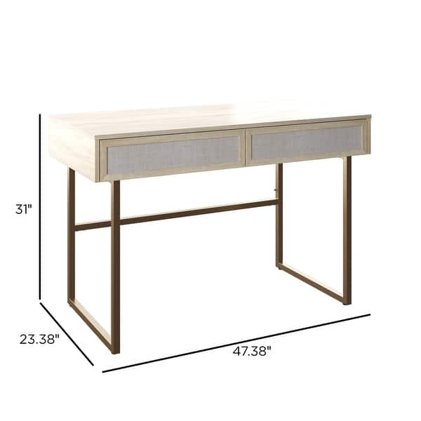 Writing Desk with USB Charging Ports and Linen Inspired Accents Bed