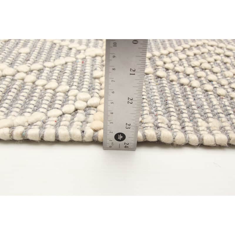 ECARPETGALLERY Braid weave Sienna Grey Wool Rug - 6'1 x 8'11
